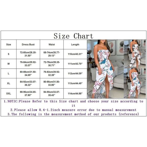 Women Strapless High Waist Slit Asymmetrical Solid Color Beach Maxi Dress NEW - Picture 3 of 10